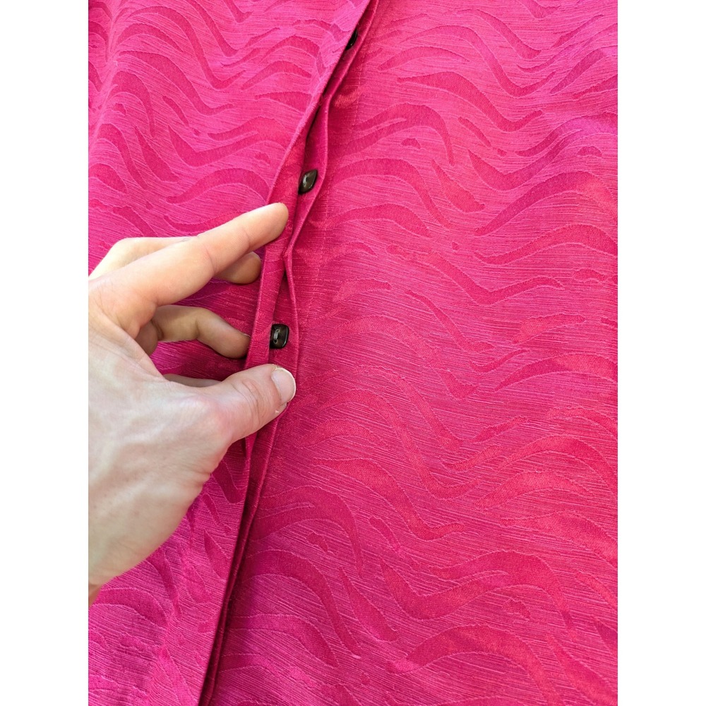Laura Ashley Petite Magenta Pink Silk Linen Jacquard Wave Blouse PM - Picture 5 of 6